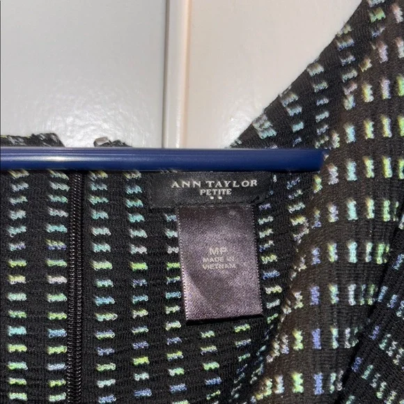 Ann Taylor Petite Tweed Black Blue and Green Dress - Picture 4 of 7